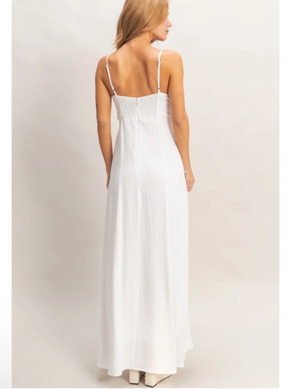 NEW HYFVE White Linen Blend Lace Panel Maxi Dress – Medium - Picture 4 of 6